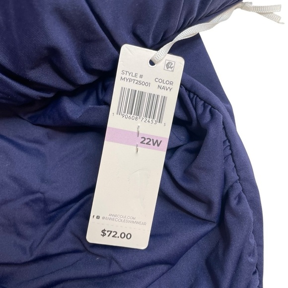 Anne Cole Signature Plus Size Live in Color Twist Bandeaukini Top Navy 22W New - Picture 3 of 6